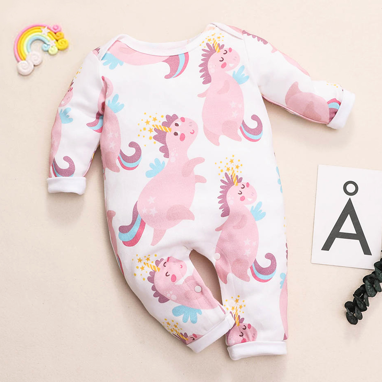 

Stylish Unicorn Printed Long-sleeve Jumpsuit for Baby