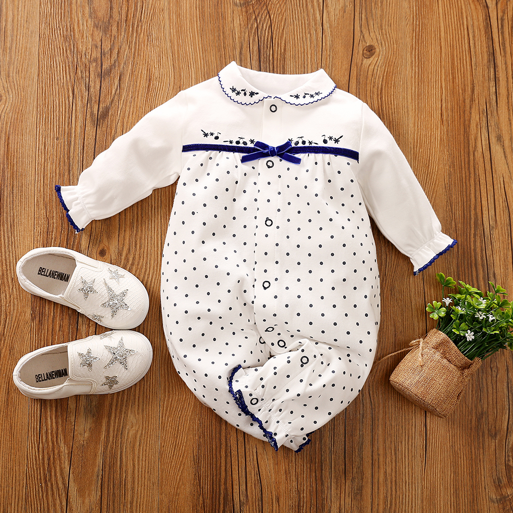 

Baby Lapel Collar Dotted Jumpsuit