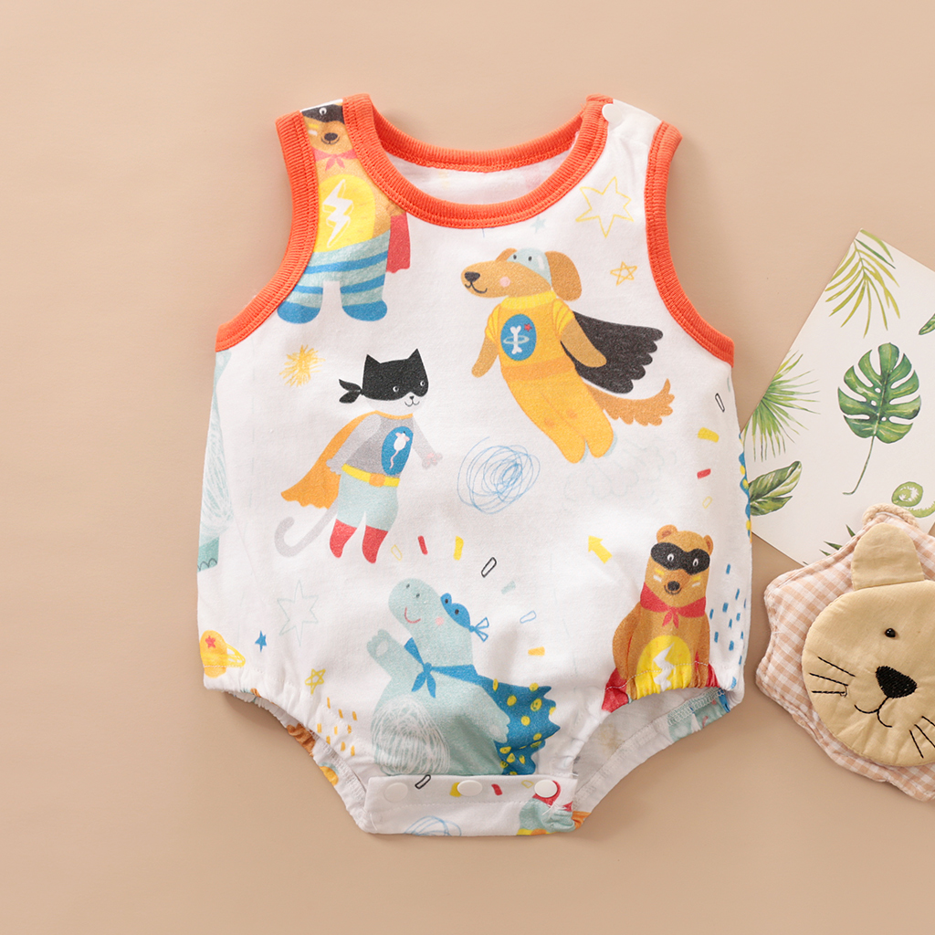 

Baby Cartoon Animal Print Sleeveless Bodysuit