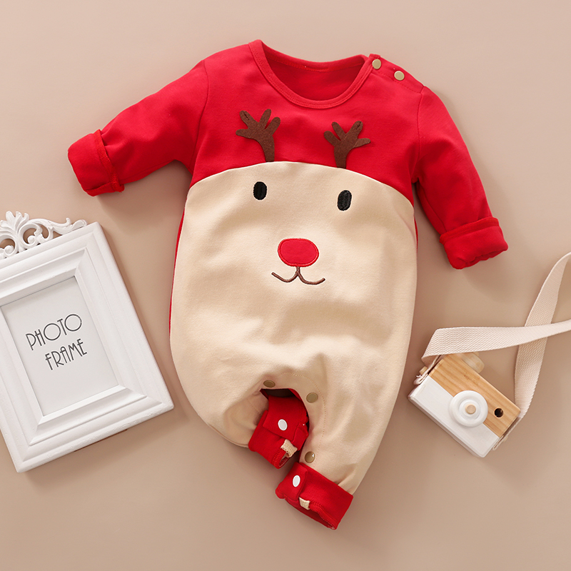 

Baby Boy / Girl Christmas Style Reindeer Print Long-sleeve Jumpsuit