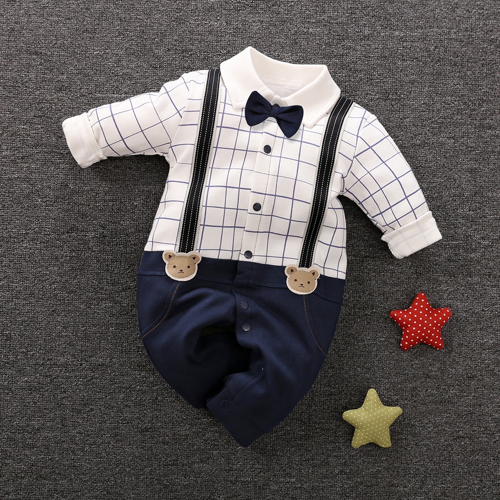 

Baby Boy Bow tie Polo Collar Long-sleeve Jumpsuit