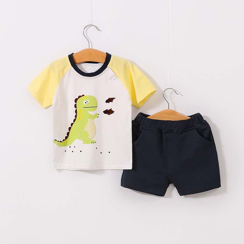 

2pcs Baby Boy Short-sleeve Cotton casual Animal & Dinosaur Baby's Sets