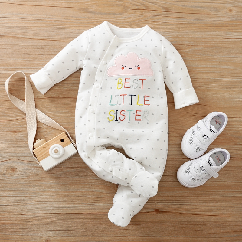 

Baby Letter Polka Dots Jumpsuit
