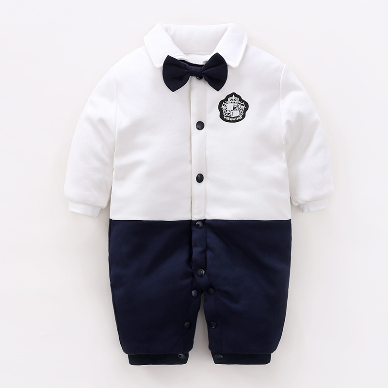 

Baby Warm Bow Tie Gentleman Jumpsuit