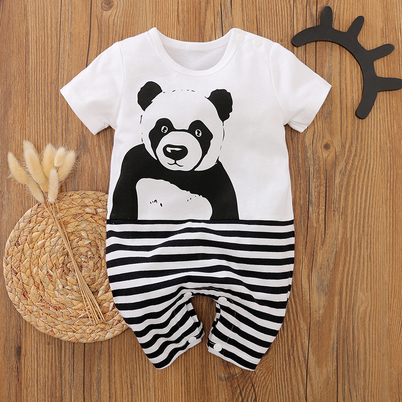 

Baby Panda Striped Romper