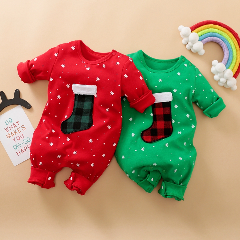 

Baby Christmas Socks Applique Jumpsuit