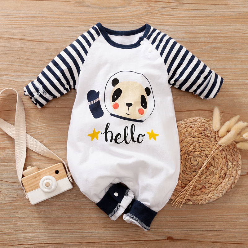 

Baby Panda Striped Jumpsuit