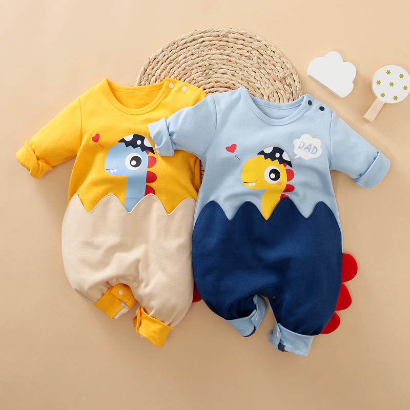 

100% Cotton Dinosuar Print Long-sleeve Baby Jumpsuit