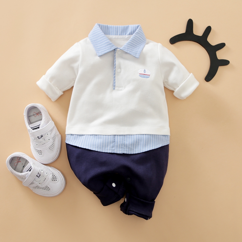 

100% Cotton Academic Style Midi Sleeve Baby Onepiece Jumpsuit