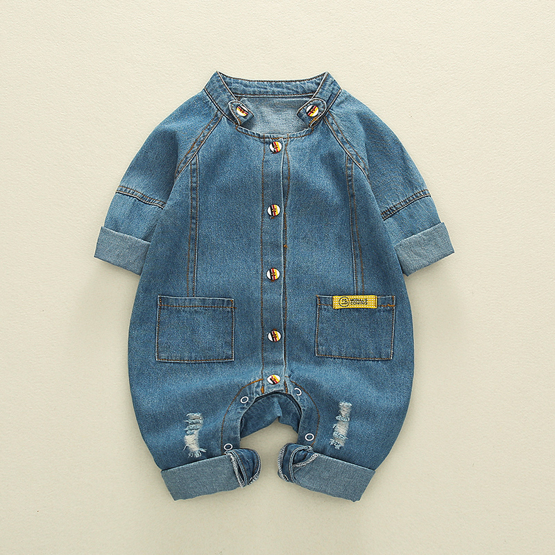 

Baby Cool Boy Denim Pocket Decor Jumpsuit