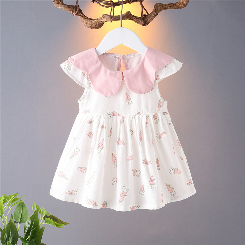 

Baby Cute Carrot Print Flounced Collar Dress
