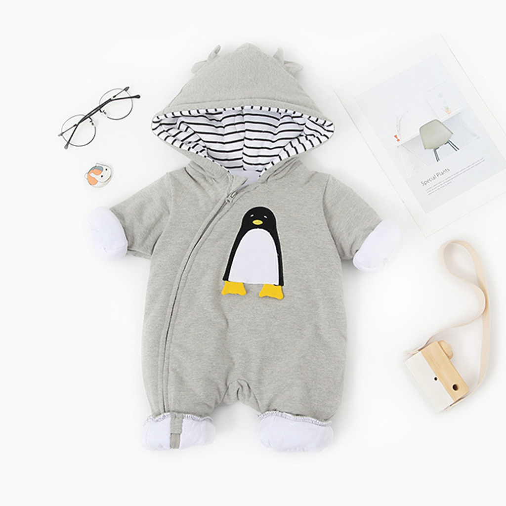 

Lovely Applique 3D Ear Hooded Long-sleeve Jumpsuit for Baby