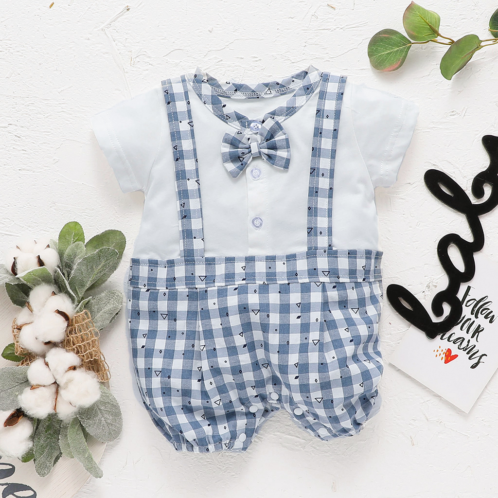 

Baby / Toddler Plaid Bow Tie Decor Gentlemanly Bodysuit