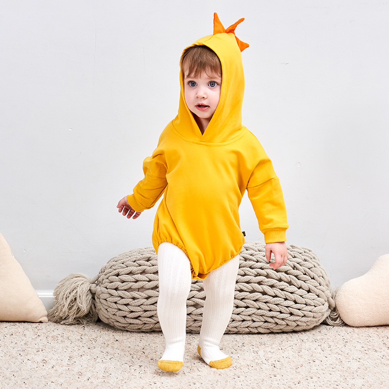 

Baby 3D Dinosaur Design Solid Hooded Long-sleeve Romper