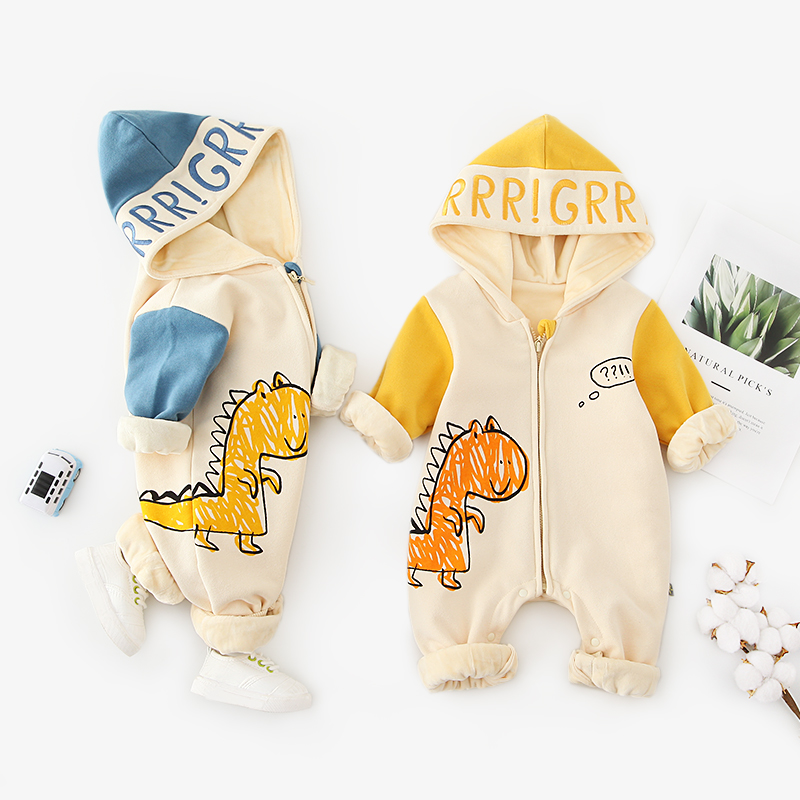 

Baby Boy / Girl Cute Dinosaur Print Hooded Long-sleeve Jumpsuit