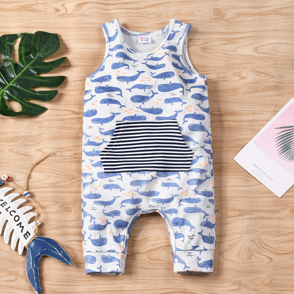 

1pc Baby Unisex Sleeveless Cotton casual Animal Jumpsuits