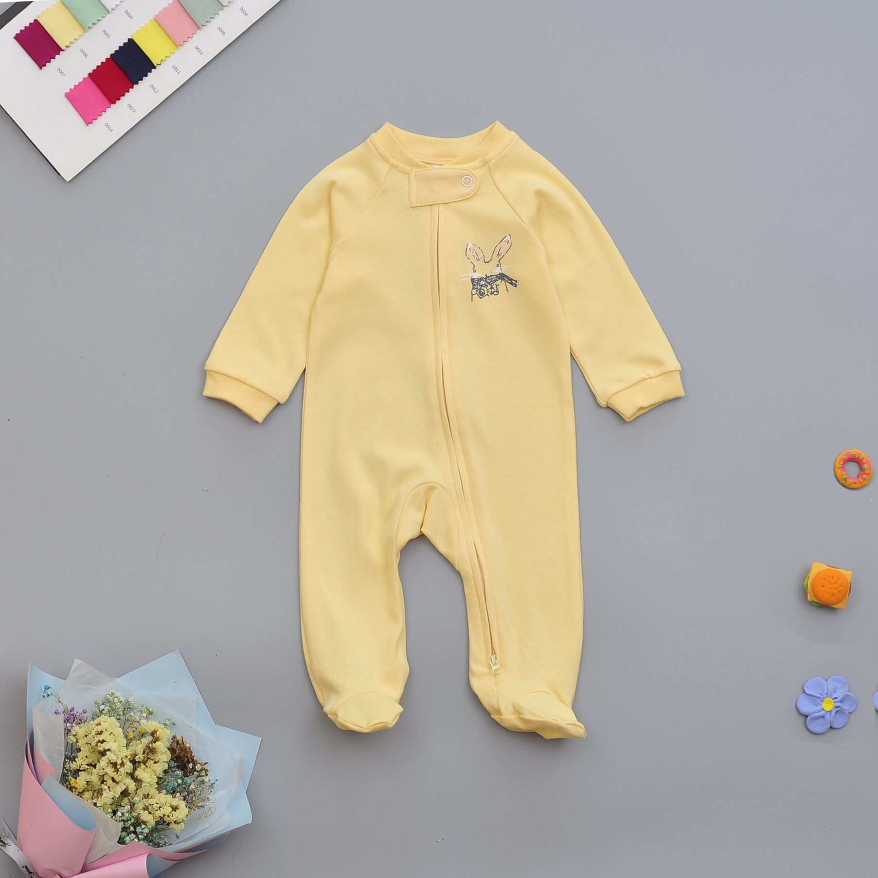 

Baby Rabbit Print Footie Jumpsuit