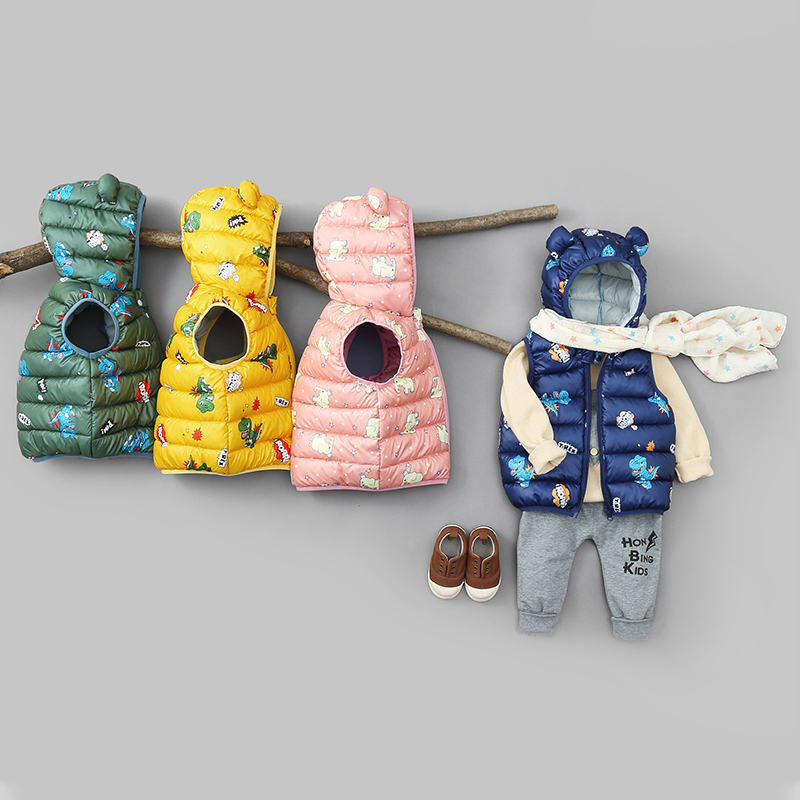 

Baby / Toddler Animal Pattern Polka dots Hooded Sleeveless Down Coat