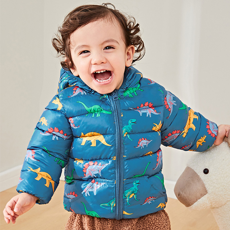 

Toddler Boy Dinosaur Print Zipper Hooded Coat