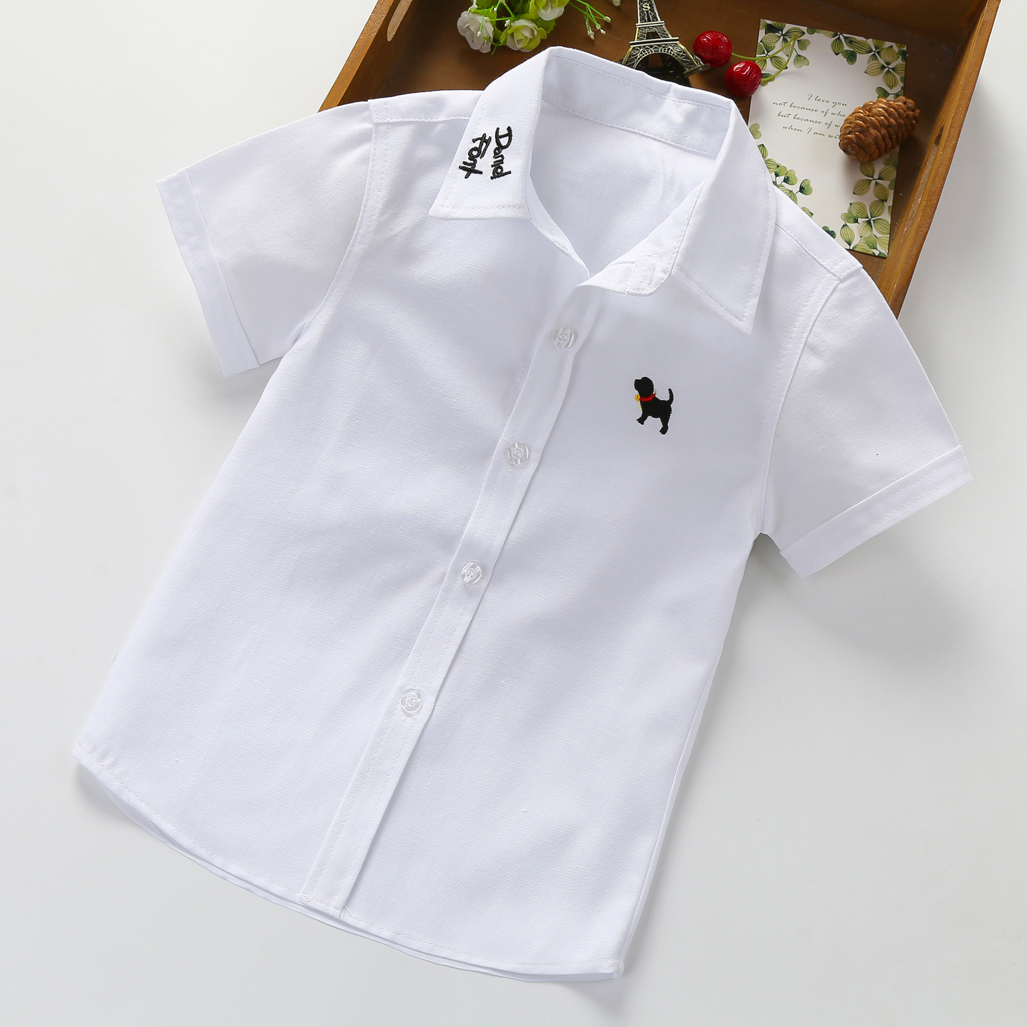 

Baby / Toddler Boy Dog Embroidered Short-sleeve Shirt