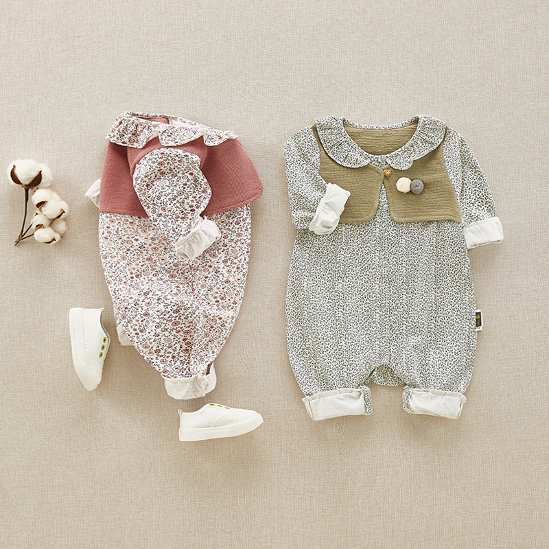 

Baby Floral Faux-two Print Bodysuit