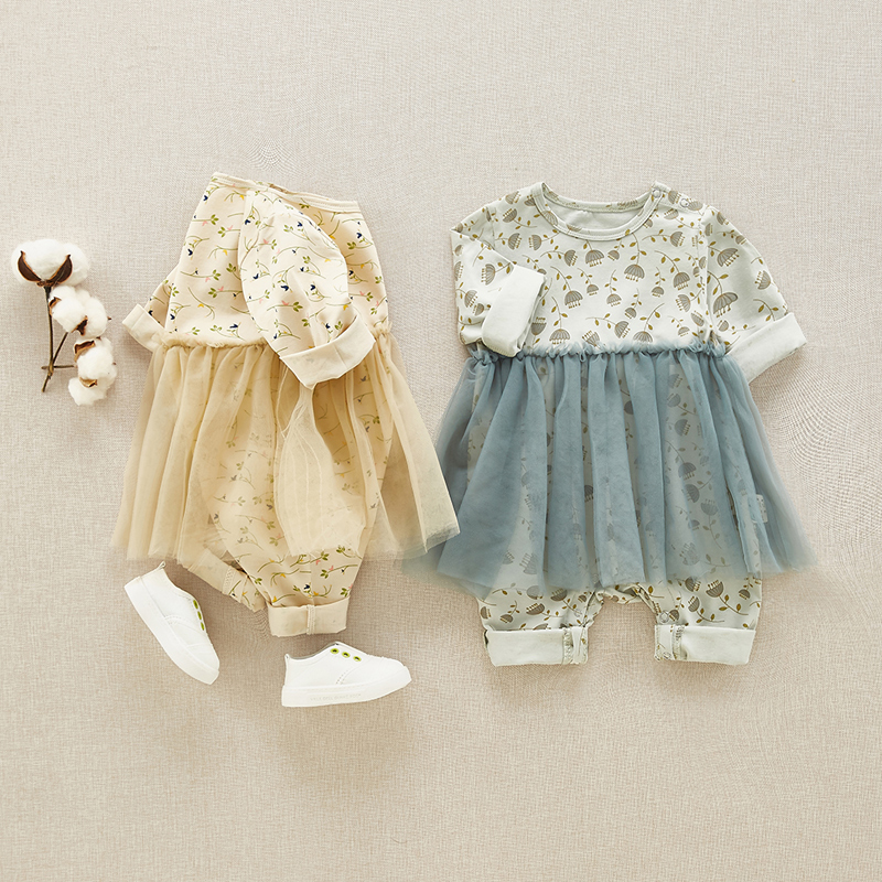 

Baby Floral Overcoat Comfy Bodysuit Dress