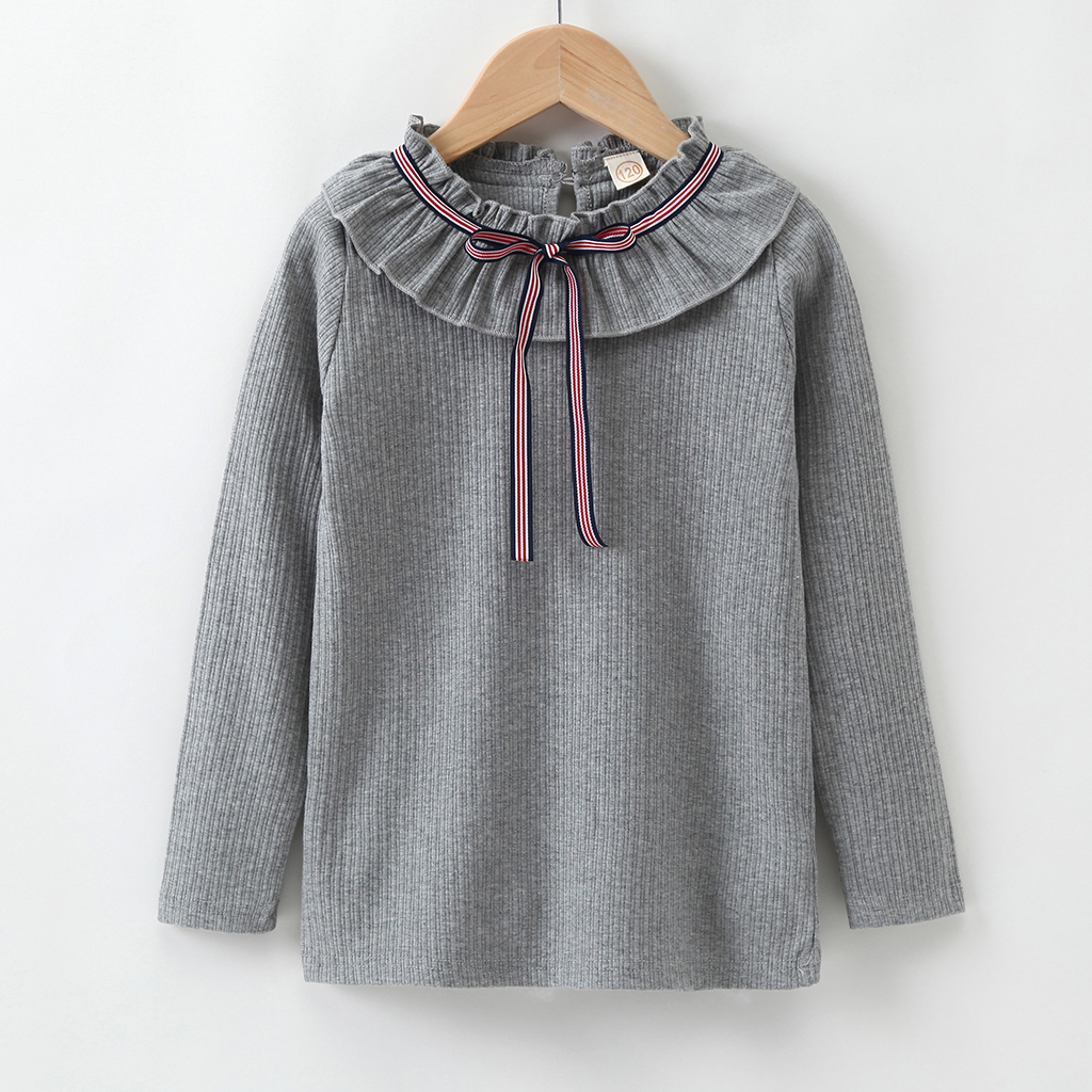 

Trendy Flounced Collar Long-sleeve Tee for Girl