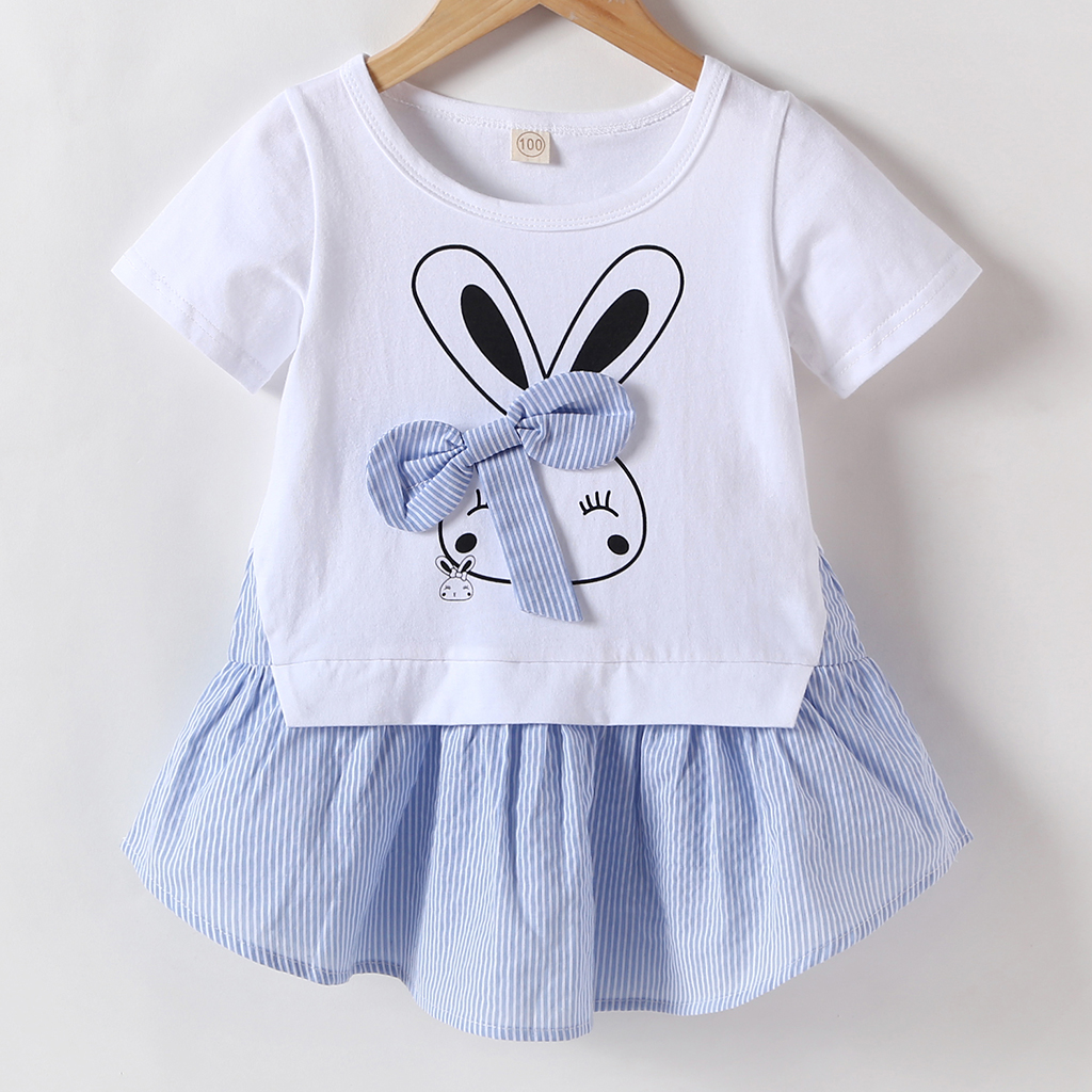 

Baby / Toddler Rabbit Print Striped Dress