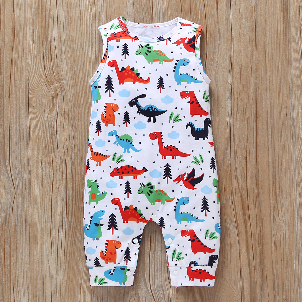 

Baby Summer Dinosaur Print Sleeveless Jumpsuit