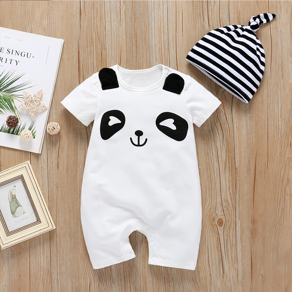 

Baby / Toddler 3D Ear Panda Bodysuit and Striped Hat