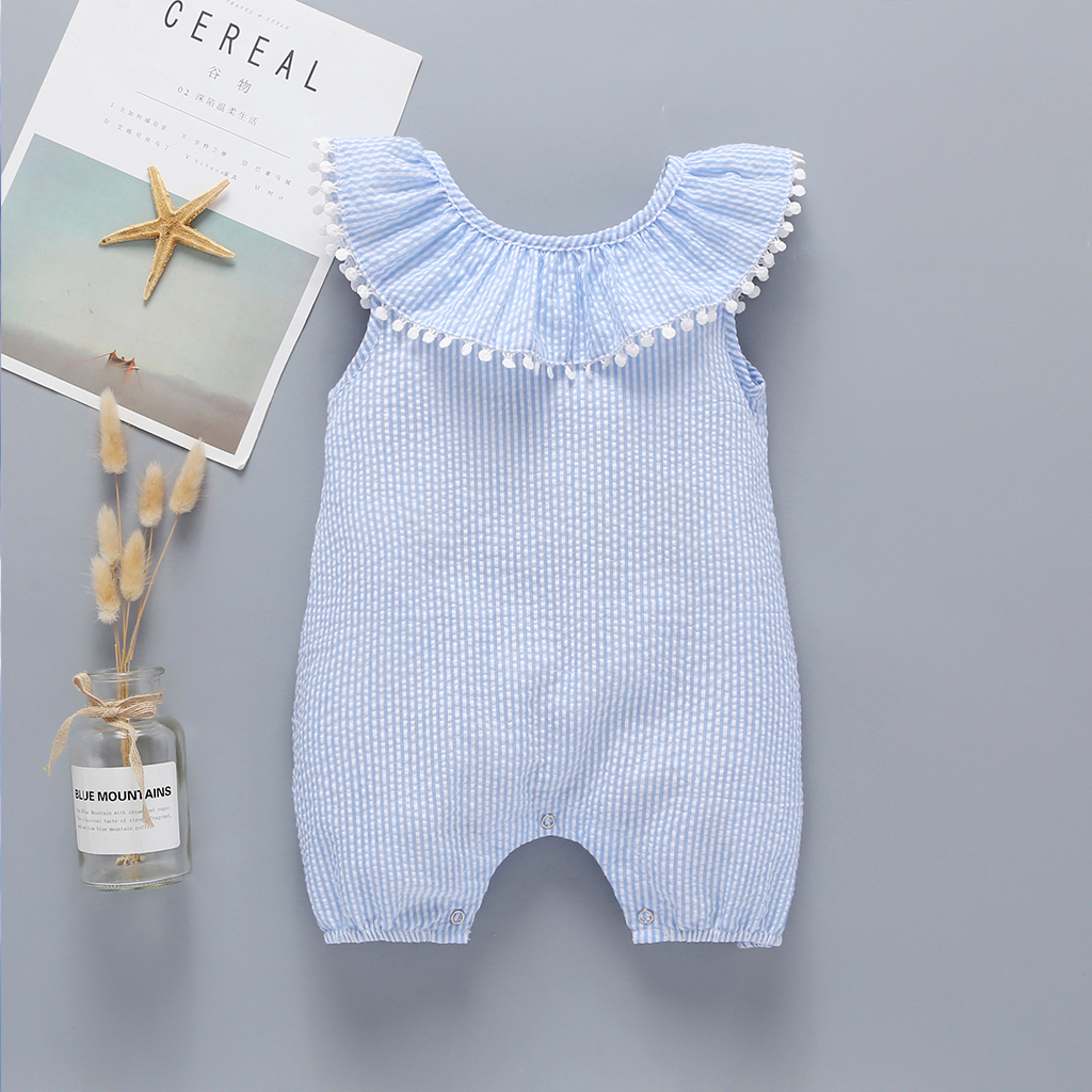 

Baby Ruffled Collar Striped Bodysuit