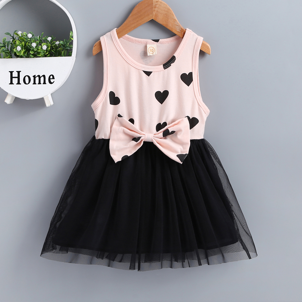 

Heart Print Sleeveless Tulle Dress