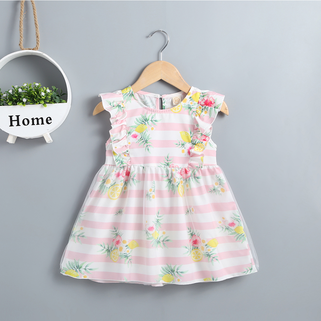 

Baby / Toddler Sweet Floral and Leaf Allover Flutter-sleeve Dress