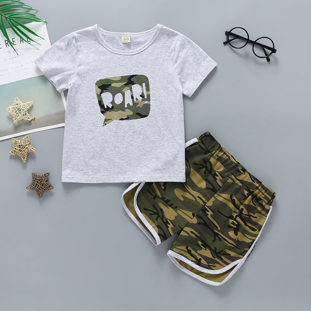 

Baby / Toddler Trendy ROAR Print Tee and Camouflage Shorts Set