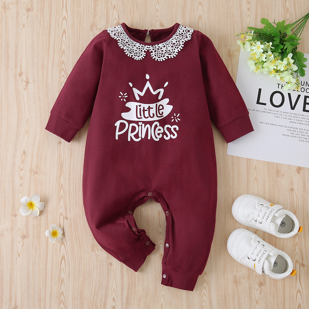 

Baby LITTLE PRINCESS Letter Lace Jumpsuit