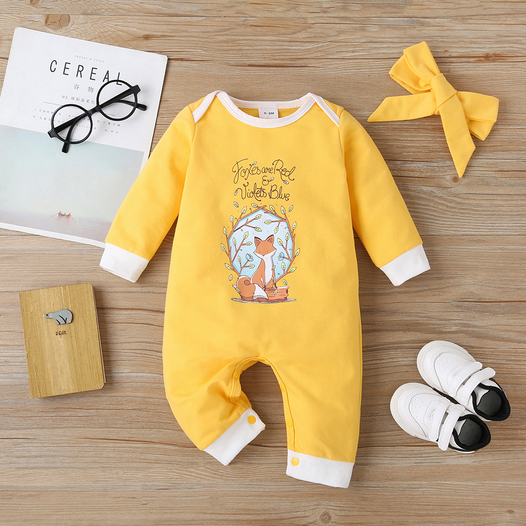 

2-piece Baby Fox Animal Jumpsuit and Headband Set