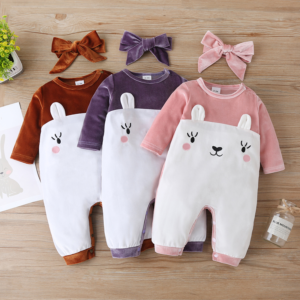 

2-piece Baby Rabbit Jumpsuit and Headband Set