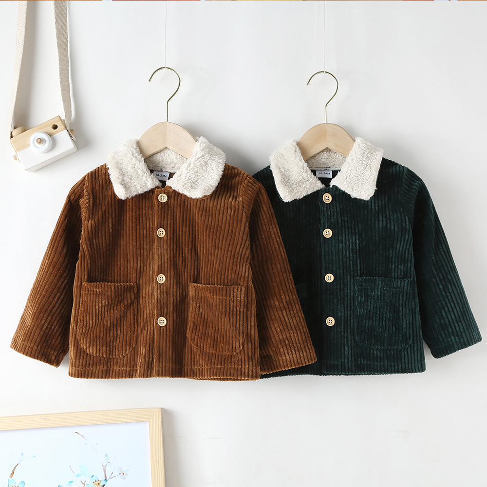 

Toddler Girl Fuzzy Lapel Collar Button Design Jacket