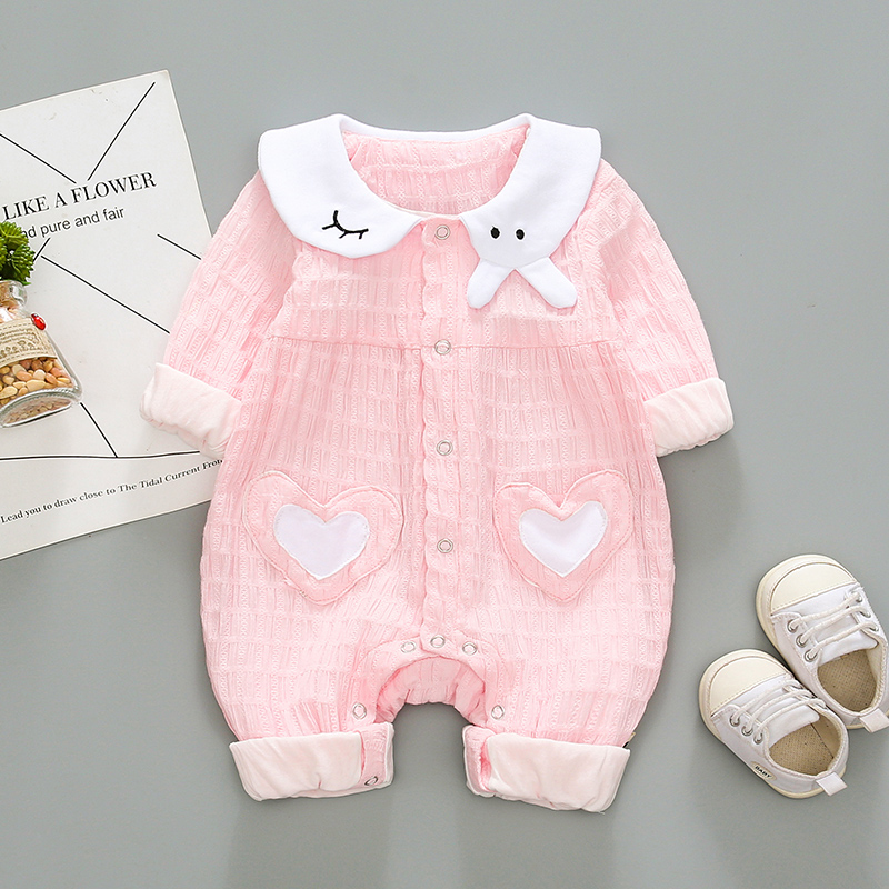 

2019 Baby / Toddler Rabbit Doll Collar Heart Pocket Bodysuit