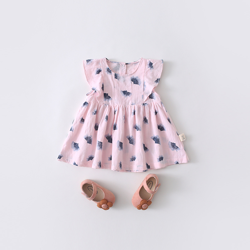 

Baby/ Toddler Girl's Flower Print Flutter-sleeve Dress