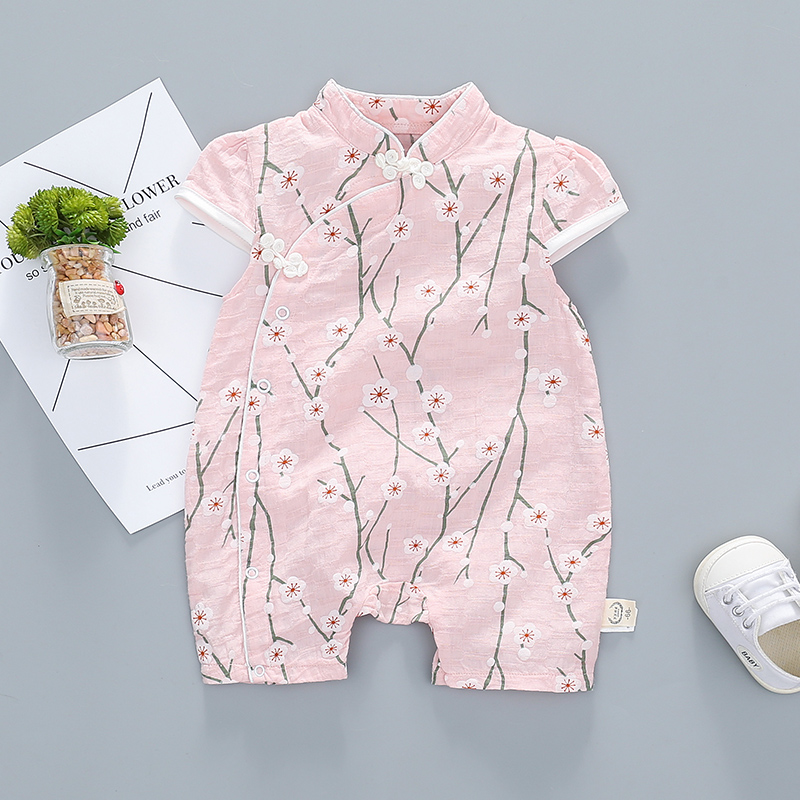

Baby Floral Knot Button Decor Bodysuit