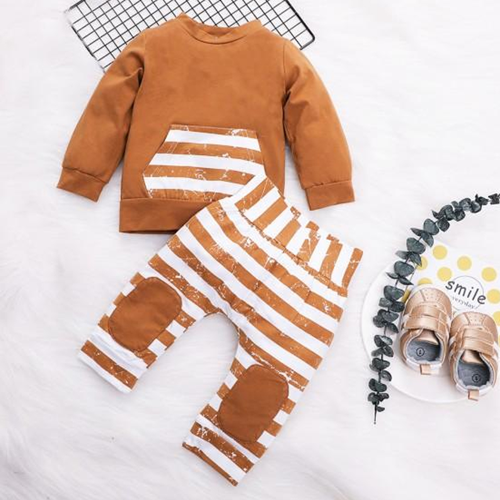 

2-piece Striped Long-sleeve Top and Pants Set for Baby Boy