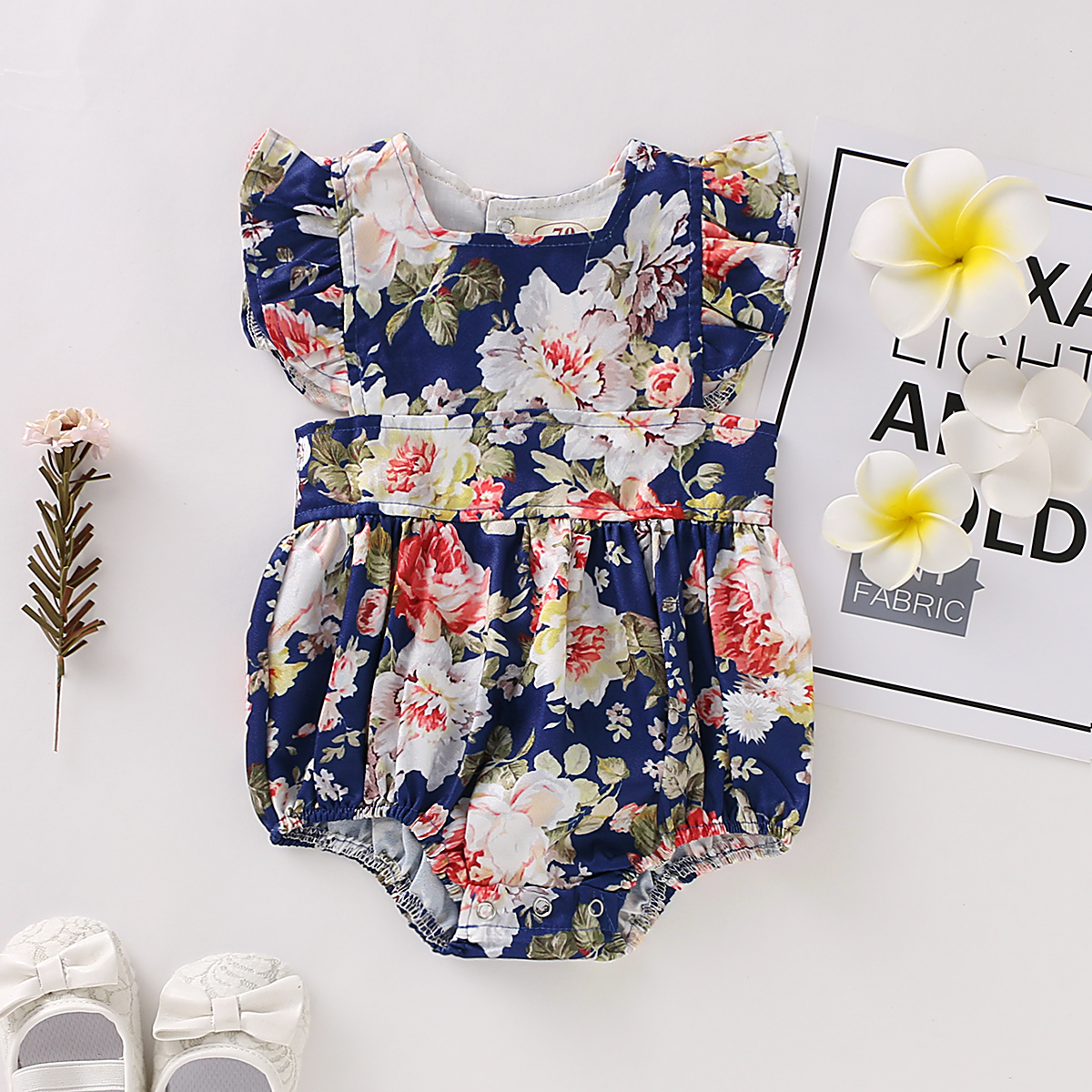 

Baby Ruffled Rose Floral Print Bodysuit
