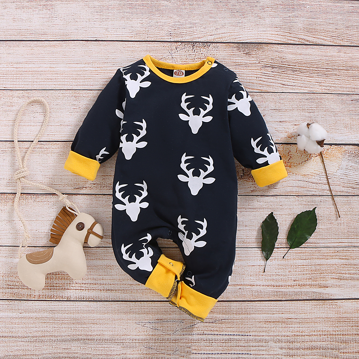 

Baby Boy / Girl Reindeer Allover Long-sleeve Jumpsuit