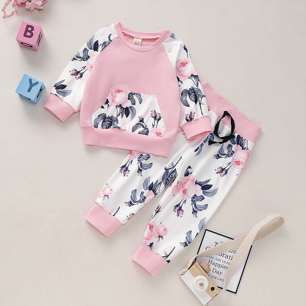 

Baby Girl Allover Sweatshirt and Pants Set