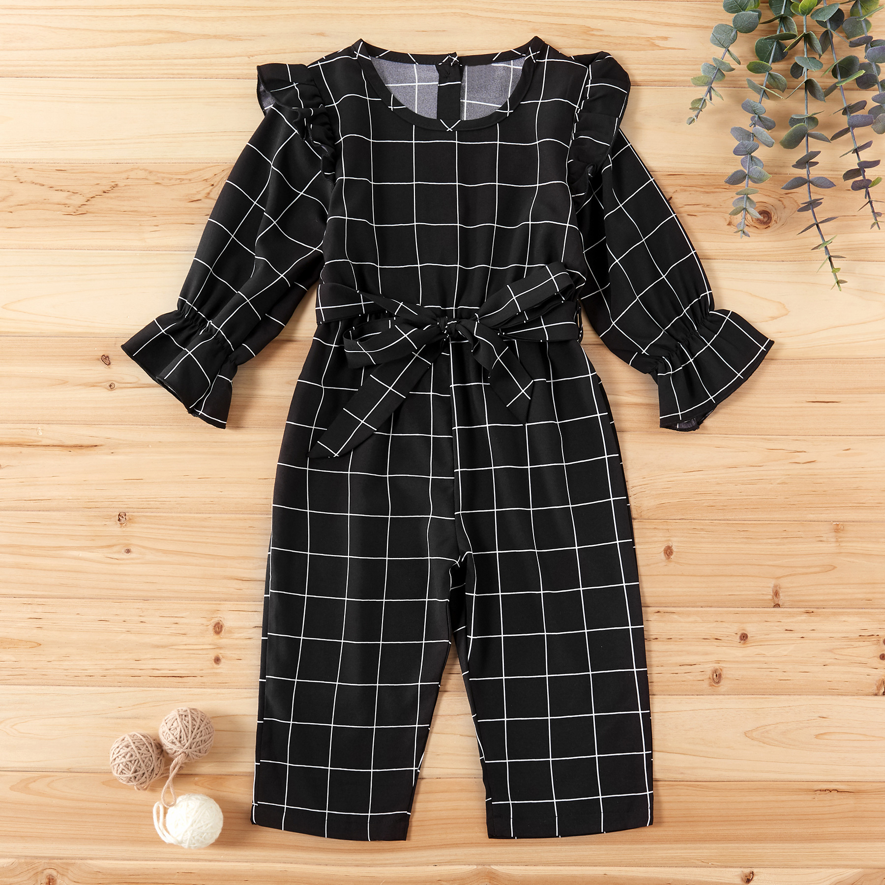 

Toddler Girl Trendy Plaid Flutter-sleeve Onesies