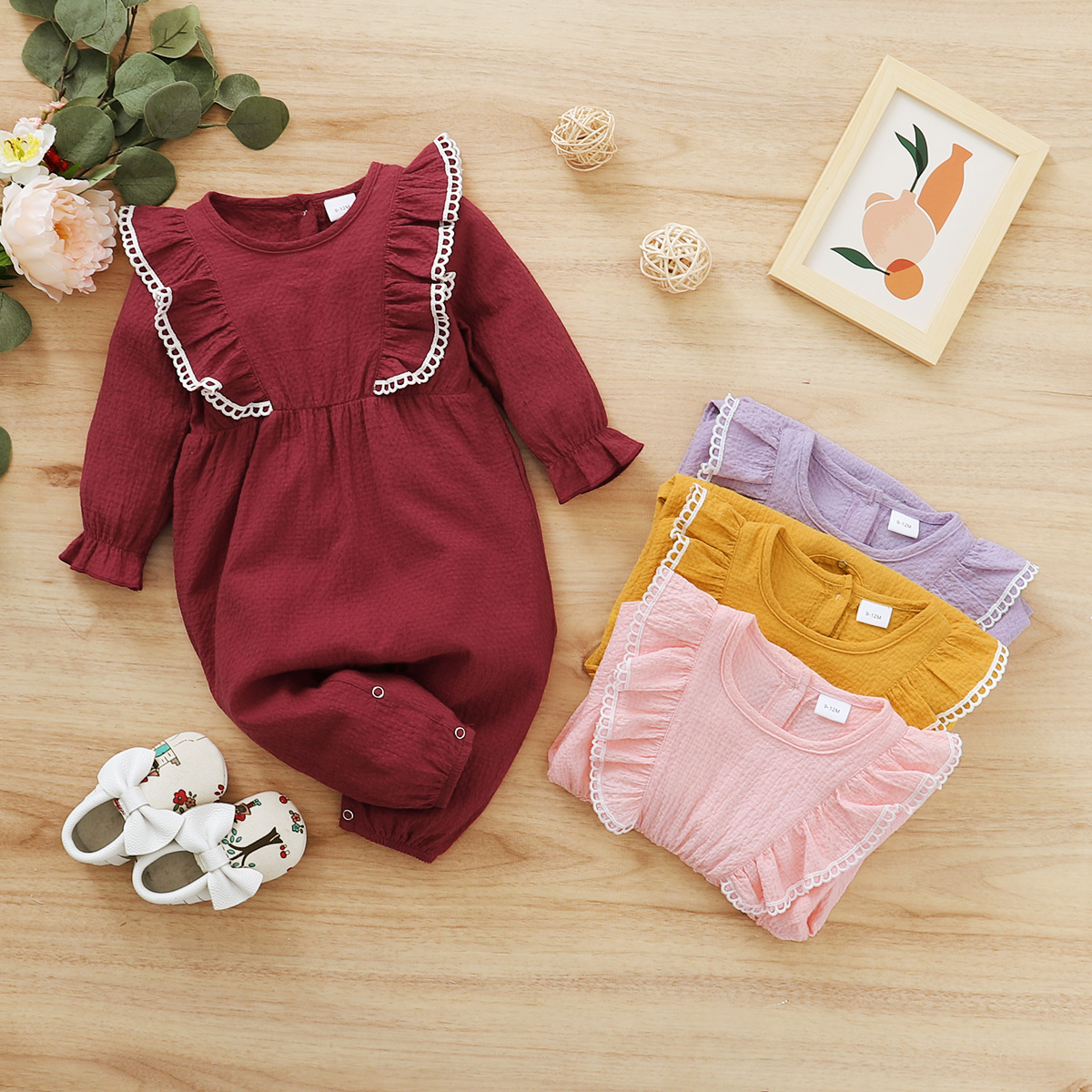 

Baby Girl Sweet Solid Jumpsuit