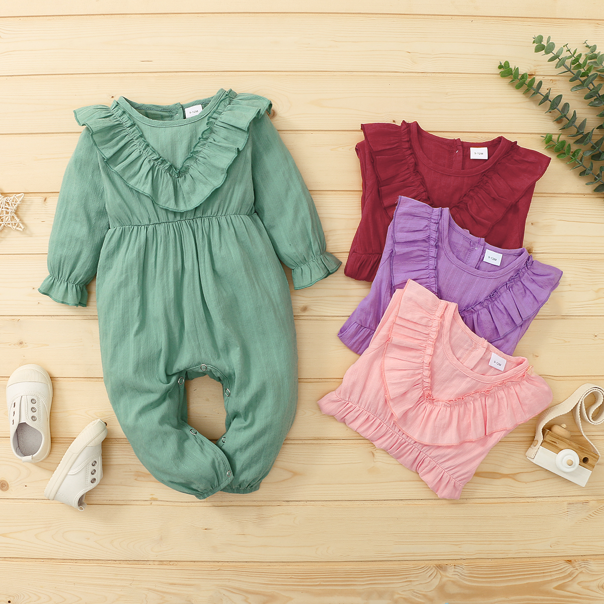 

Baby Girl Sweet Solid Jumpsuit