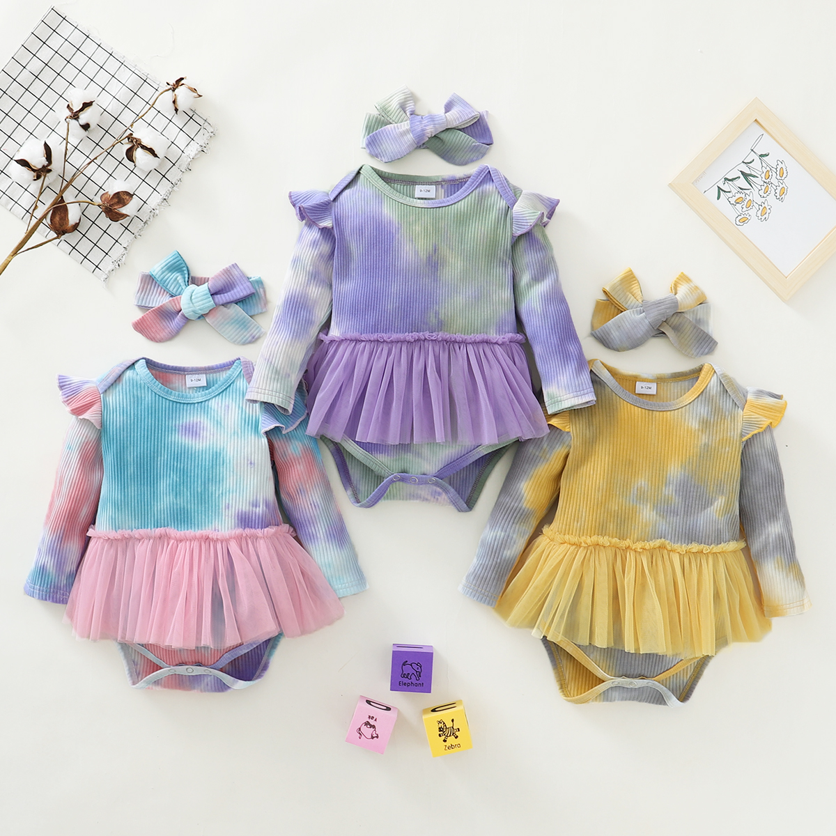 

Baby Girl Sweet Tie Dye Rompers