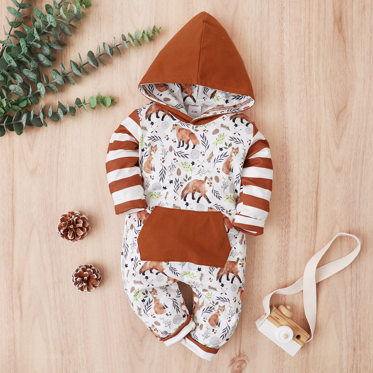 

Baby Fox Striped Hooded Jumpsuit